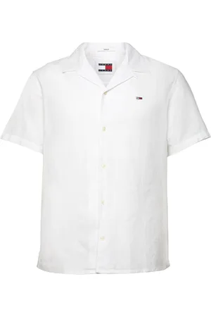 Tommy Hilfiger Tjm Linen Blend Camp Shirt Ext Tops Shirts Short-sleeved White
