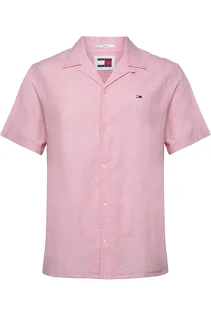 Tommy Hilfiger Tjm Linen Blend Camp Shirt Ext Tops Shirts Short-sleeved Pink