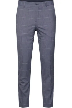 SELECTED Slhslim-Liam Blue Check Trs Flex Bottoms Trousers Formal Blue