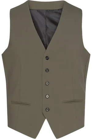 Lindbergh Mens Waistcoat For Suit Habitvest Khaki Green