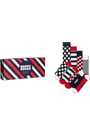 Happy Socks 4-Pack Classic Navy Socks Gift Set Lingerie Socks Regular Socks Navy