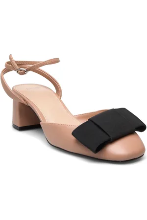 MANGO Bow Leather Shoes Shoes Heels Pumps Sling Backs Pink