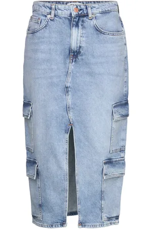 ONLY Onlposey Hw Midi Cargo Dnm Skirt Cro Knælang Nederdel Blue