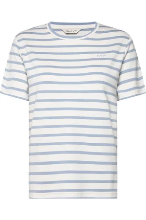 GANT Striped Ss T-Shirt Tops T-shirts & Tops Short-sleeved Blue