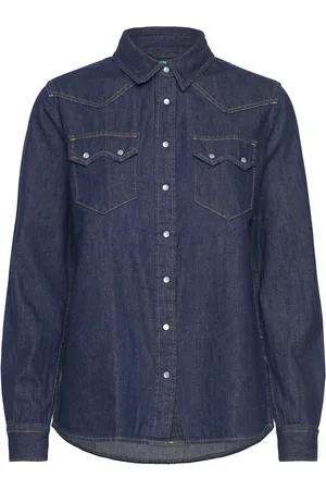 Benetton Shirt Tops Shirts Long-sleeved Navy