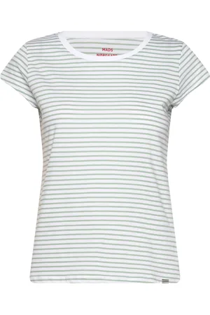 Mads Norgaard Organic Jersey Stripe Teasy Tee Fav Tops T-shirts & Tops Short-sleeved Green