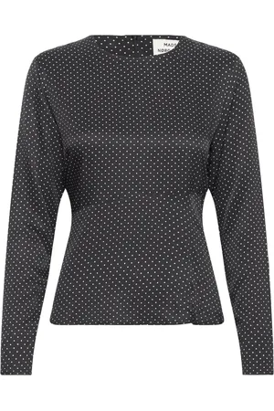 Mads Norgaard Star Anke Top Aop Tops Blouses Long-sleeved Black