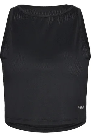 Casall Laser Mesh Crop Top Sport Crop Tops Sleeveless Crop Tops Black