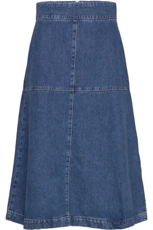 Mads Norgaard Denim Lunar Skirt Knælang Nederdel Blue