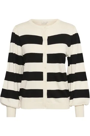 Kaffe Kalizza Striped Cardigan Tops Knitwear Cardigans Black