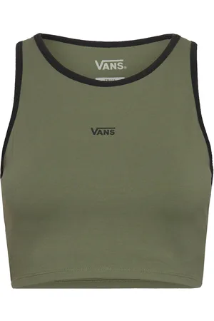 Vans Longline Raceback Bralette Sport Crop Tops Sleeveless Crop Tops Khaki Green