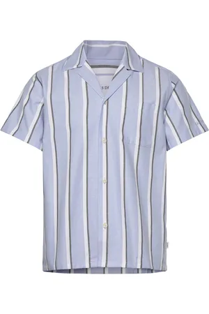 Les Deux Lawson Stripe Ss Shirt Designers Shirts Short-sleeved Blue