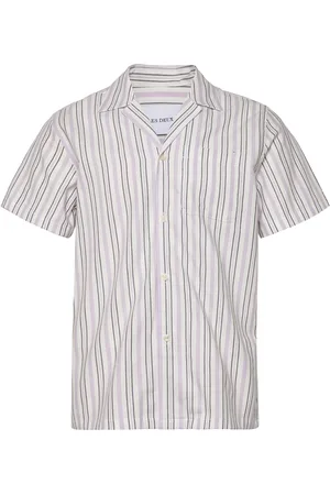 Les Deux Lawson Stripe Ss Shirt Designers Shirts Short-sleeved Purple