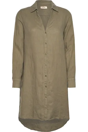 Mos Mosh Mmrielle Linen Dress Kort Kjole Khaki Green