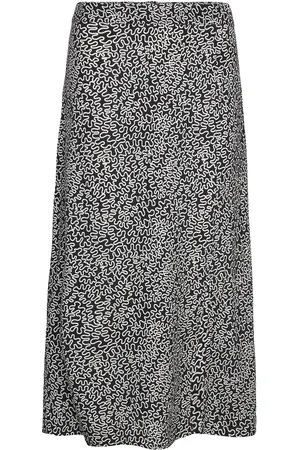 ESPRIT Skirts Light Woven Knælang Nederdel Black