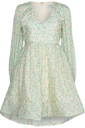 By Malina Estelle V-Neck Chiffon Mini Dress Designers Short Dress Green
