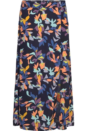 ESPRIT Skirts Light Woven Knælang Nederdel Navy