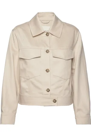 GANT Cropped Linen Blend Jacket Outerwear Jackets Light-summer Jacket Cream