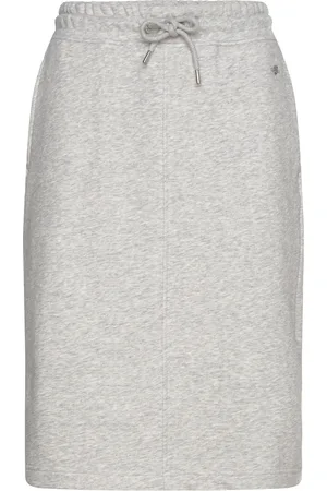 GANT Rel Midi Shield Skirt Knælang Nederdel Grey