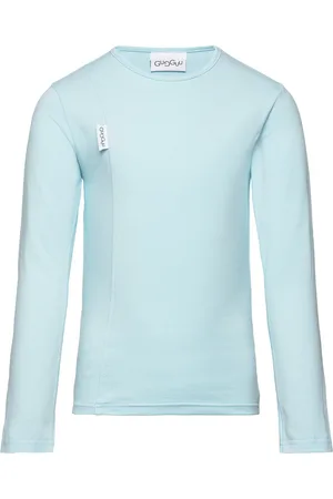 Gugguu Unisex Shirt Tops T-shirts Long-sleeved T-Skjorte Blue
