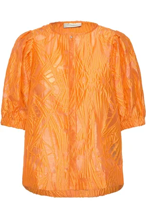 Copenhagen Muse Cmbaloon-Shirt Tops Blouses Short-sleeved Orange