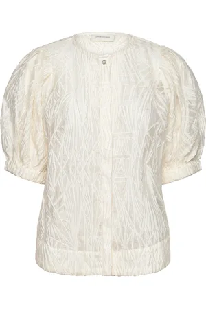 Copenhagen Muse Cmbaloon-Shirt Tops Blouses Short-sleeved White
