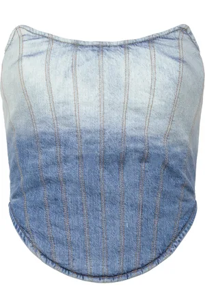 H2OFagerholt Dip Dye Corsage Tops Crop Tops Sleeveless Crop Tops Blue