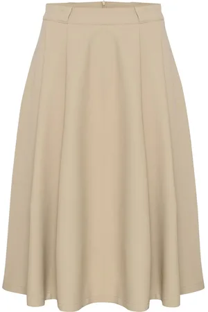 My Essential Wardrobe Meganmw Skirt Knælang Nederdel Beige
