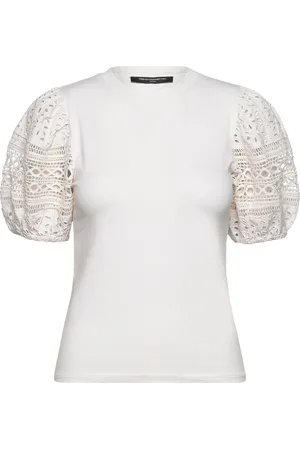 French Connection Rosana Anges Broiderie T Shirt Tops T-shirts & Tops Short-sleeved White