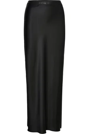 Ahlvar Gallery Hana Long Logo Satin Skirt Lang Nederdel Black