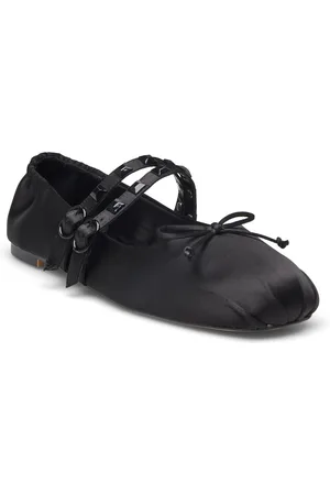 MANGO Satin Ballet Flats With Studs Ballerinasko Ballerinaer Black