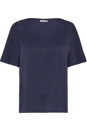 Ahlvar Gallery Yoli Silk Blouse Tops Blouses Short-sleeved Navy