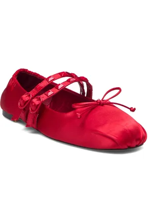 MANGO Satin Ballet Flats With Studs Ballerinasko Ballerinaer Red