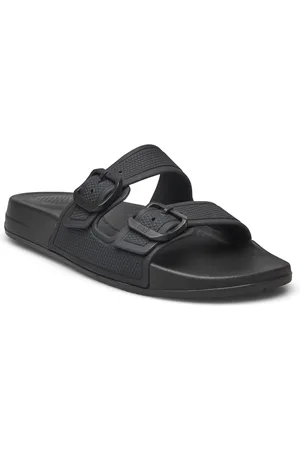 FitFlop Iqushion Two-Bar Buckle Slides Shoes Summer Shoes Sandals Pool Sliders Black