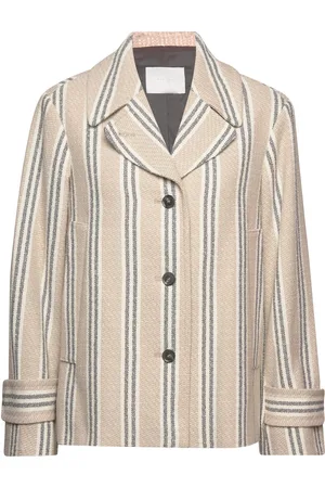 Naja Lauf Rakel Jacket Natural Stripe Outerwear Jackets Light-summer Jacket Beige
