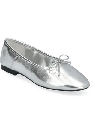 MANGO Metallic Ballet Flats Ballerinasko Ballerinaer Silver