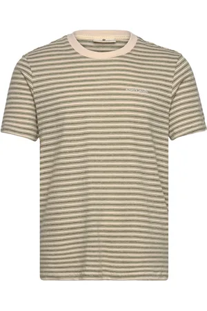 Anerkjendt Akrod S/S Cot/Linen Stripe Tee Tops T-Kortærmet Skjorte Green