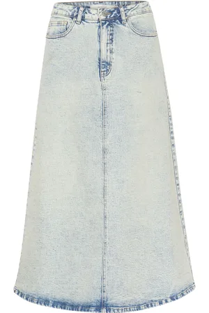 Gestuz Manulagz Hw Midi Skirt Knælang Nederdel Blue