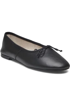 MANGO Leather Ballet Flats With Bow Ballerinasko Ballerinaer Black