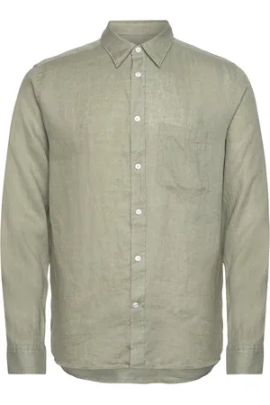 J Lindeberg Reg Ls Clean Linen Shirt Designers Shirts Casual Khaki Green