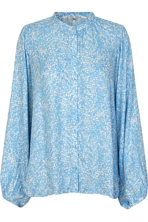 Second Female Kati Shirt Tops Shirts Long-sleeved Blue