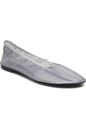 MANGO Semi-Transparent Mesh Ballet Flats Ballerinasko Ballerinaer Silver