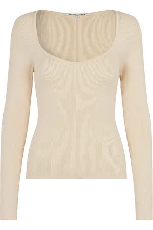 Second Female Solia Knit V-Neck Tops Knitwear Jumpers Beige