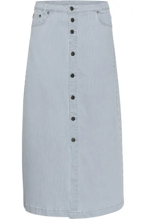 Culture Cumilky Skirt Knælang Nederdel Blue
