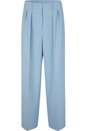 Second Female Fique Tailored Trousers Bottoms Trousers Wide Leg Blue