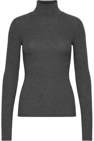 Ralph Lauren Stretch Ribbed Turtleneck Tops Knitwear Turtleneck Grey