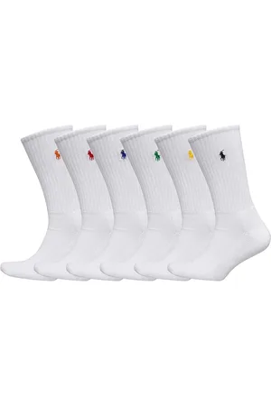 Ralph Lauren Cotton-Blend Crew Sock 6-Pack Underwear Socks Regular Socks White
