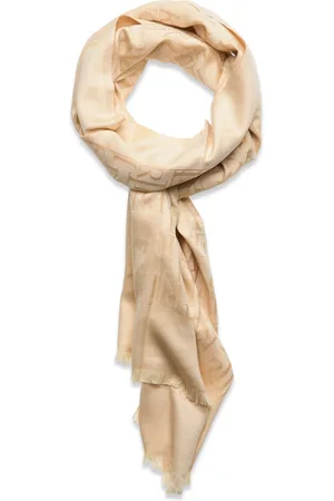 Ralph Lauren Logo Cotton-Blend-Jacquard Scarf Accessories Scarves Lightweight Scarves Cream