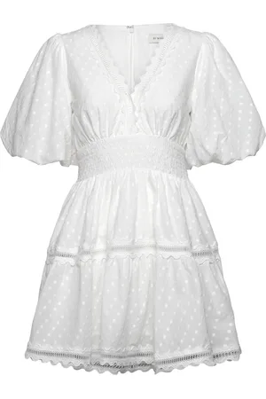 By Malina Elvira V-Neck Mini Dress Designers Short Dress White