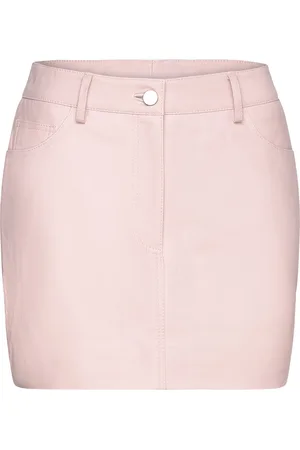 REMAIN Birger Christensen Leather Mini Skirt Designers Short Pink